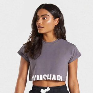 GYMSHARK Fraction Crop Top in Slate Lavender, Athleisure Grey